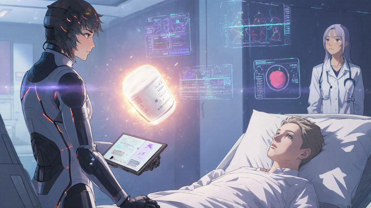 Patient with holographic vitals monitored by a small calcium carbonate mecha.