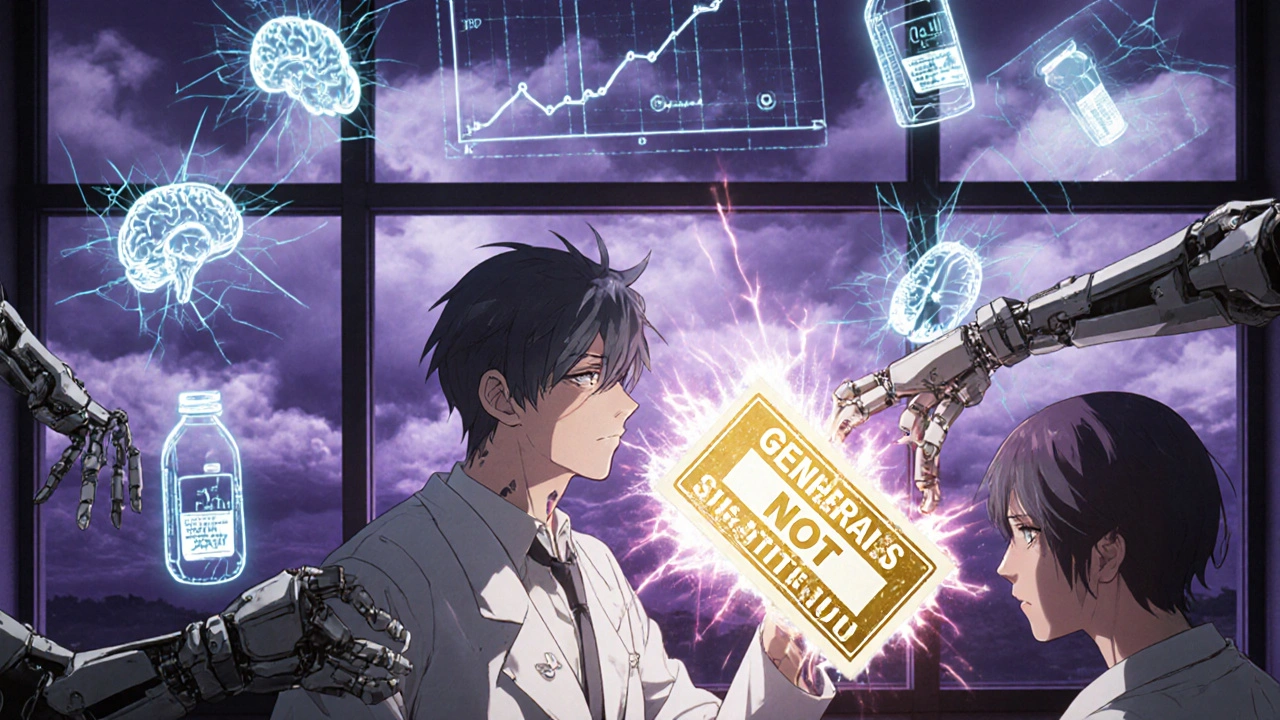 A neurologist stops a robotic pill swap as holographic brain graphs shatter.