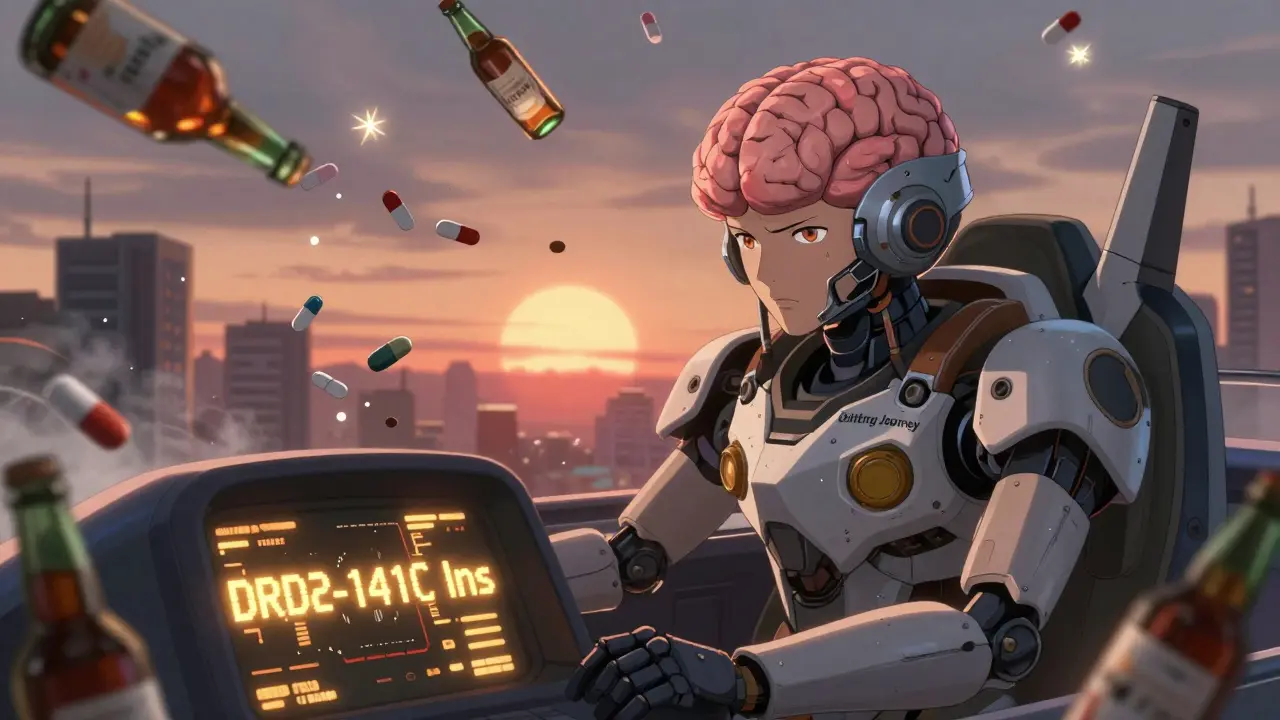 A pilot in a brain-shaped mecha navigates a storm of pills and sparks toward a smoke-free sunrise.